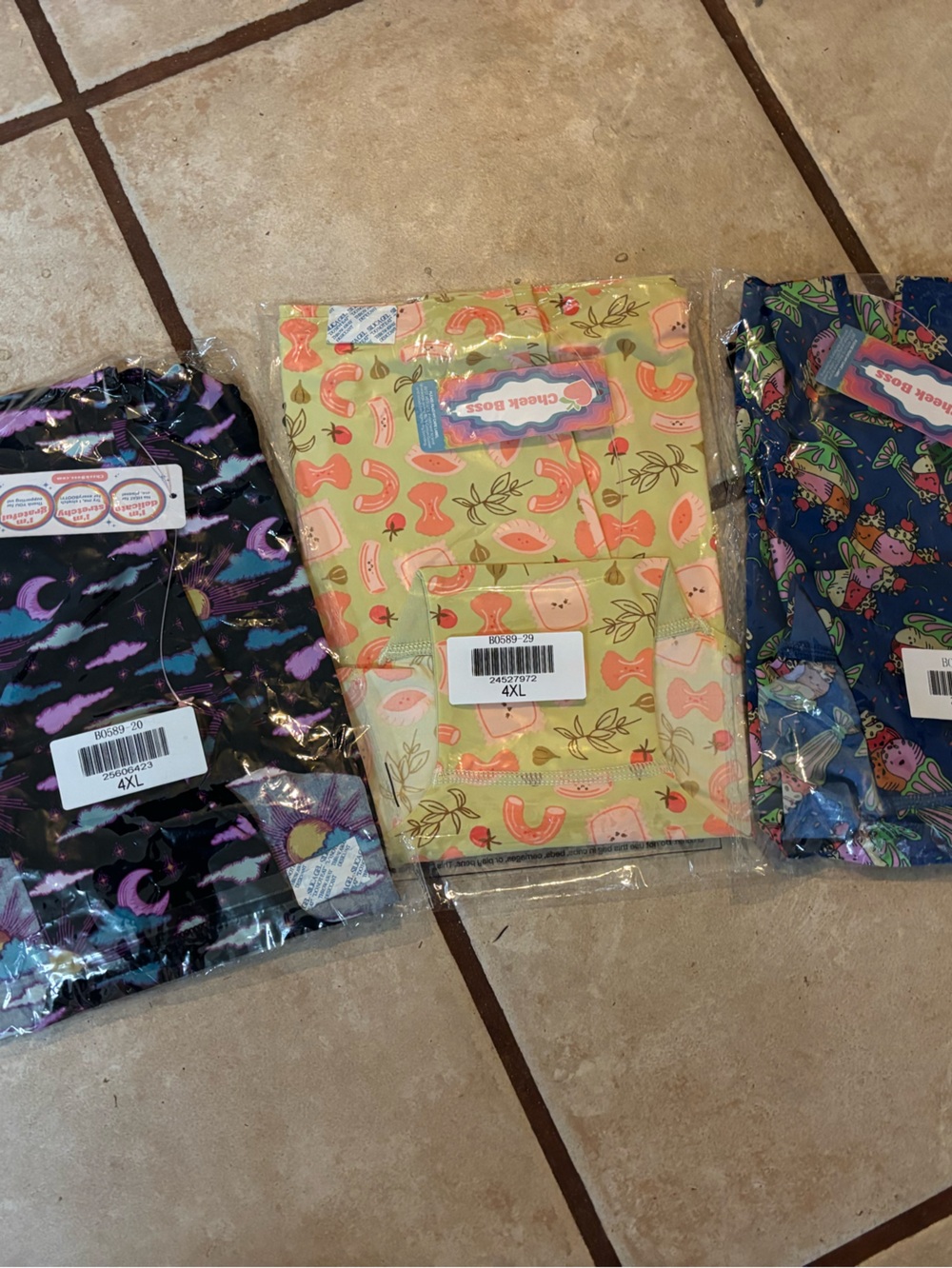 Woman's 3pr Cheek Boss Patterned Boy Shorts Panties — Multi-Color Size 4X New